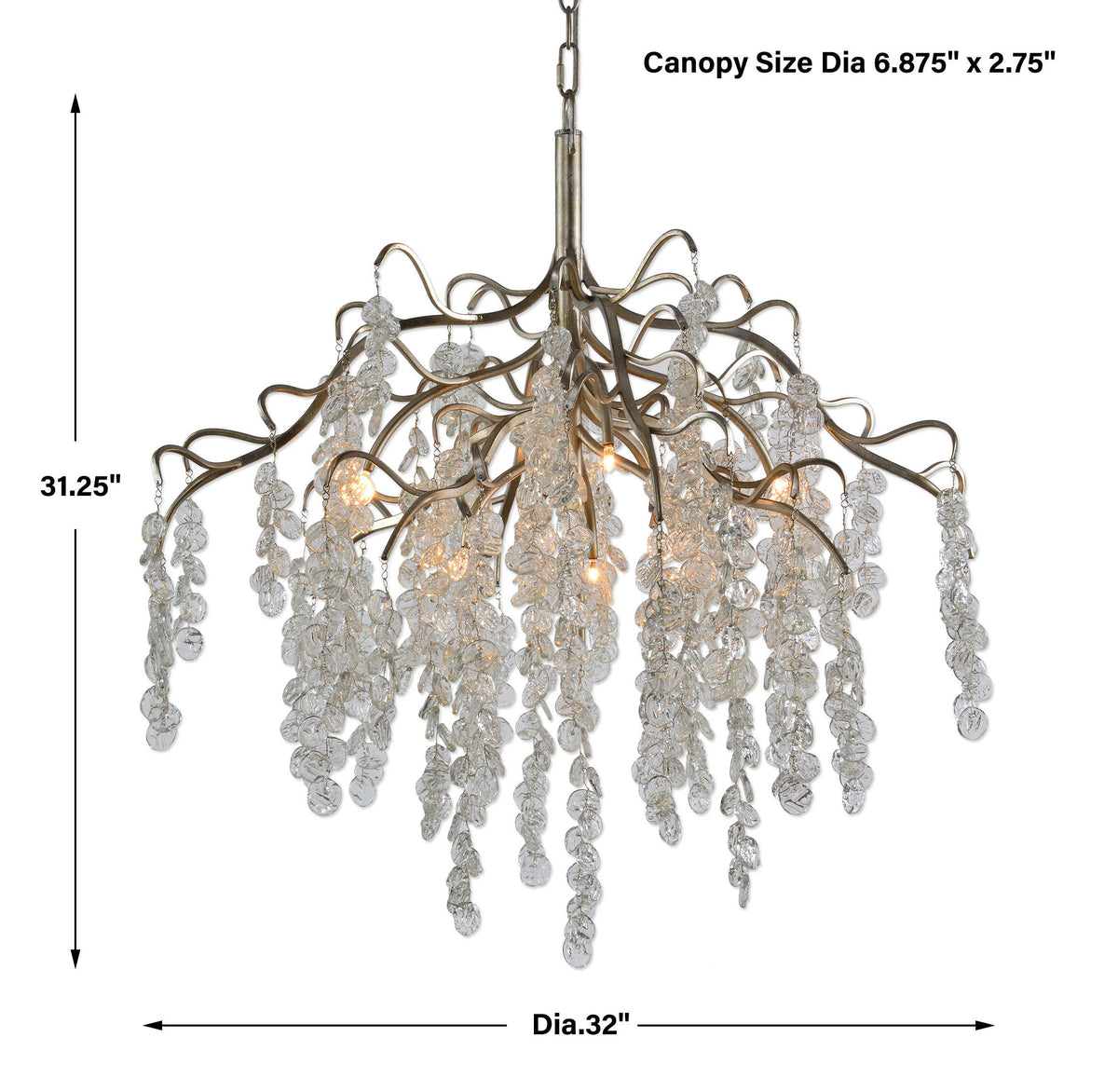 Boreas Silver Champagne Chandelier (Available in 2 Sizes)