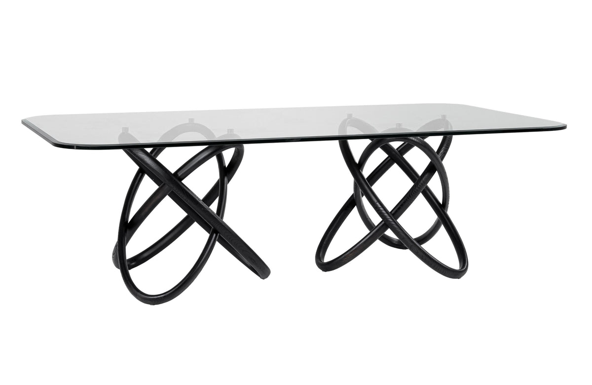 Caroline Modern Glass & Black Ash Dining Table
