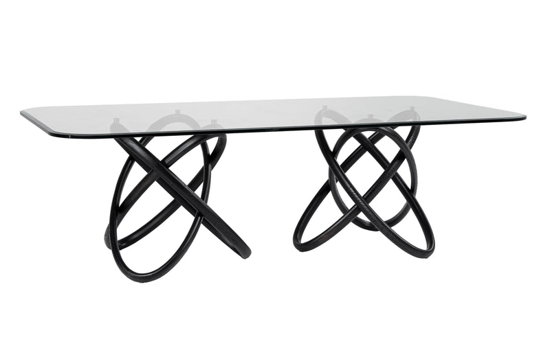 Caroline Modern Glass & Black Ash Dining Table