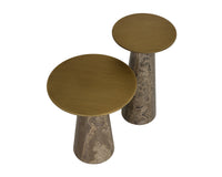 Aditi Travertine & Antique Brown/Brass Accent Table (2 Sizes Available)