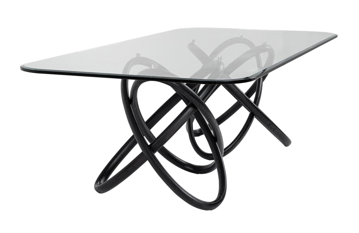 Caroline Modern Glass & Black Ash Dining Table