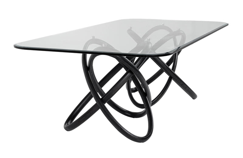 Caroline Modern Glass & Black Ash Dining Table