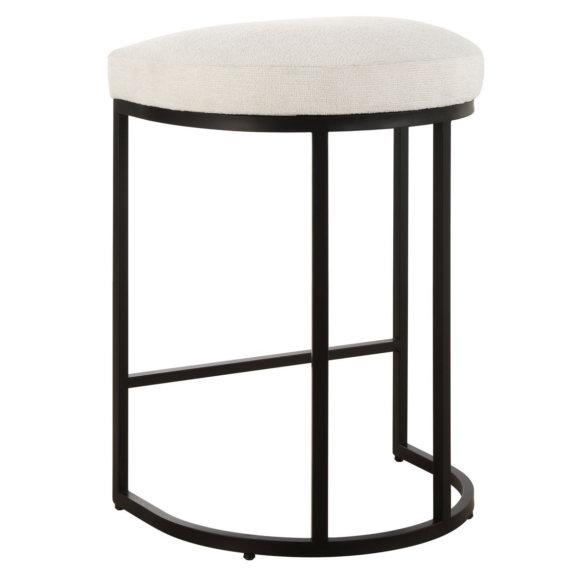 Crystal Light Cream Performance Fabric & Matte Black Counter Stool