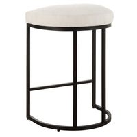 Crystal Light Cream Performance Fabric & Matte Black Counter Stool
