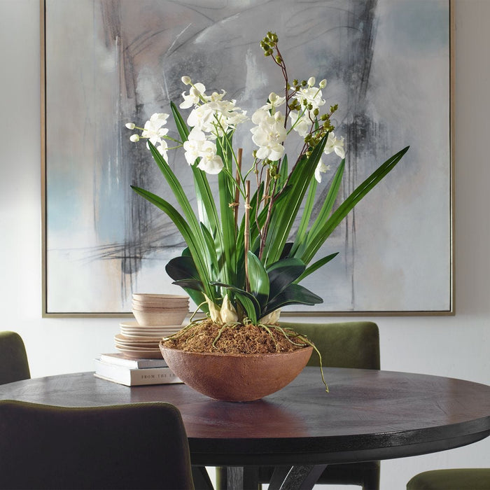 Tranquil 19"Hand Painted White Orchids in Planter