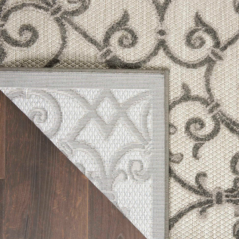 Annitra Indoor/Outdoor Grey Charcoal Vines Design Area Rug - Elegance Collection