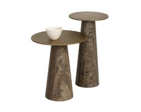 Aditi Travertine & Antique Brown/Brass Accent Table (2 Sizes Available)
