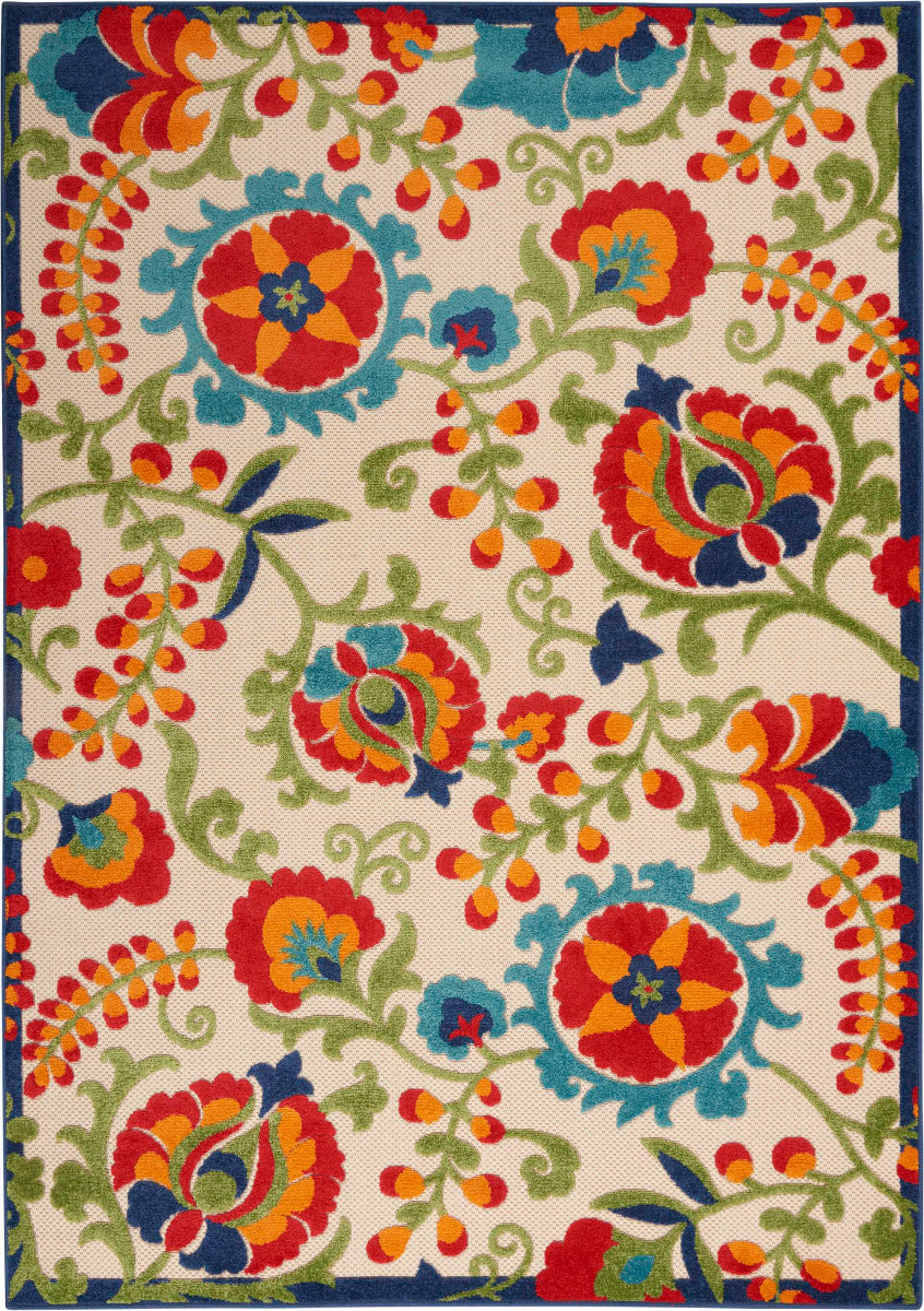 Annitra Indoor/Outdoor  Multicolor Summer Blosoms Area Rug - Elegance Collection