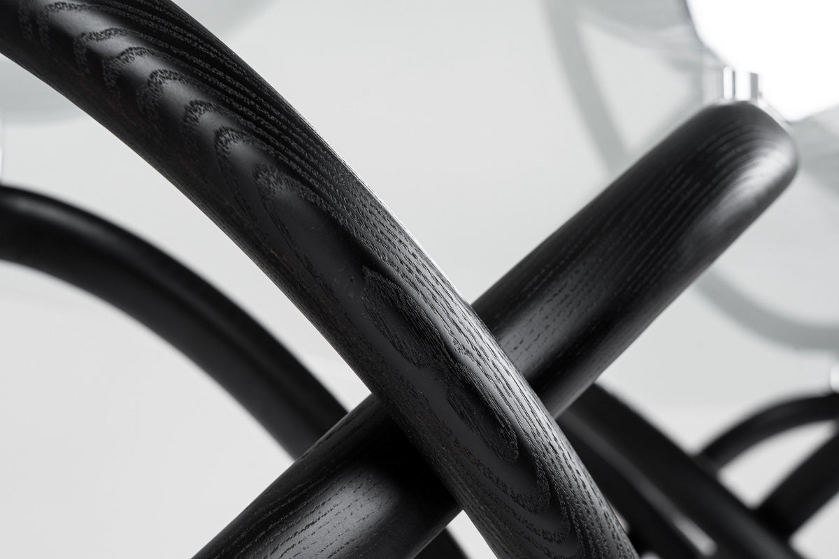 Caroline Modern Glass & Black Ash Dining Table