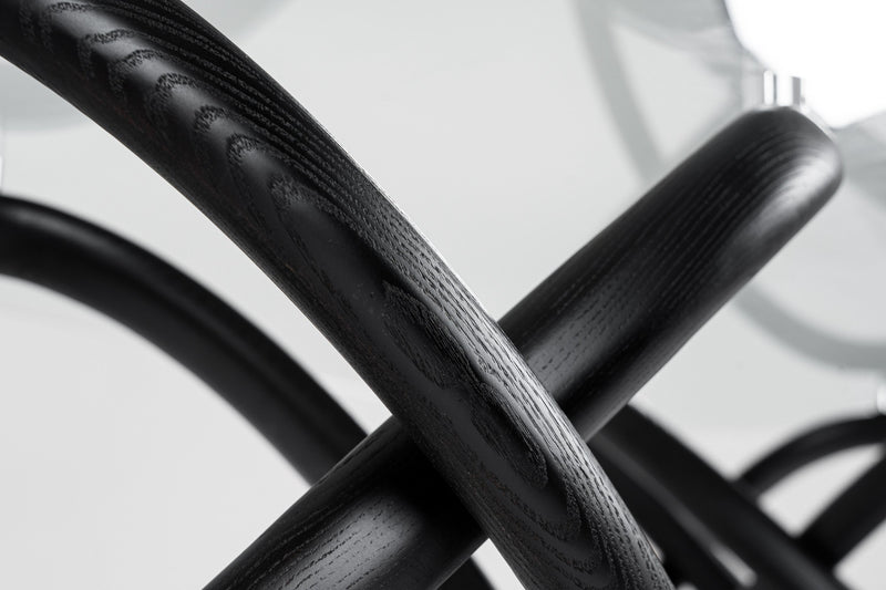Caroline Modern Glass & Black Ash Dining Table