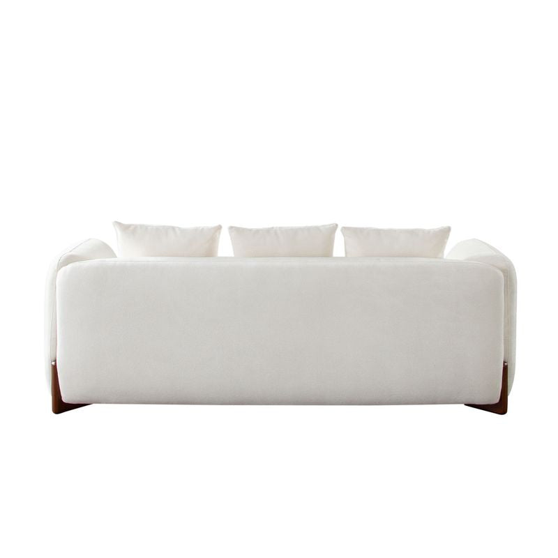 Ariah 89" Elite Ivory Fabric w/ Wood Legs Sofa