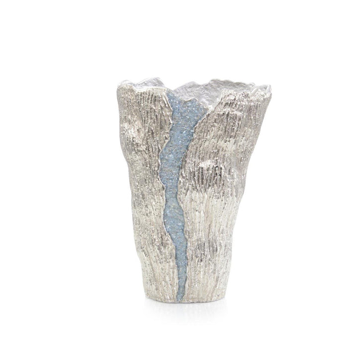 Waterfall Blue & Silver Metallic Vase