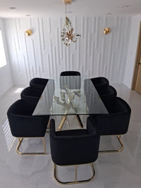 Ren Modern Black Fabric & Antique Brass Dining Chair
