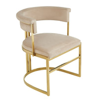 Clancy Modern Beige Velvet + Gold Dining Chair