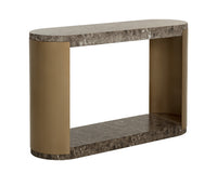 Cavette 50" Dark Emperador Faux Marble & Brass Console - Indoor/Outdoor
