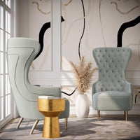 Banu Grey Velvet Wingback Chair - Luxury Living Collection