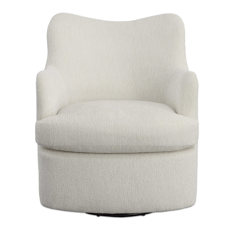 Geovanna Cream Chenille Swivel Chair