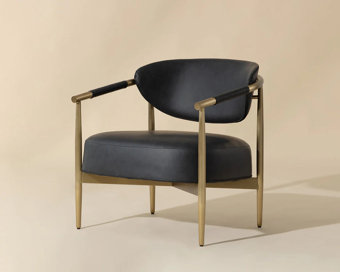 Heloise Black Faux Leather & Gold Accent Chair