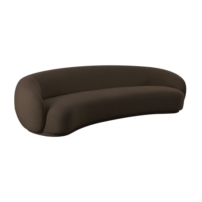 Coty 120" Chocolate Brown Velvet Curved Sofa