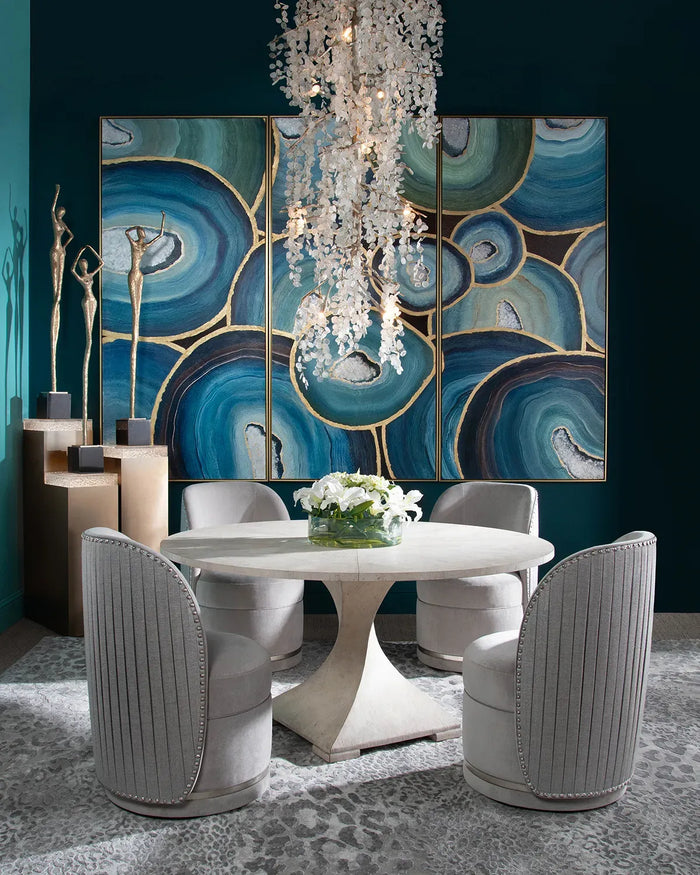 Lina Burnished Silver Dining Chair with Brass Casters