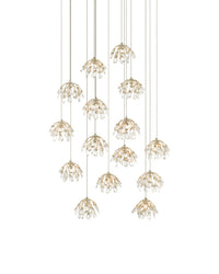 Crystal Bud 15-Light Round Multi-Drop Pendant