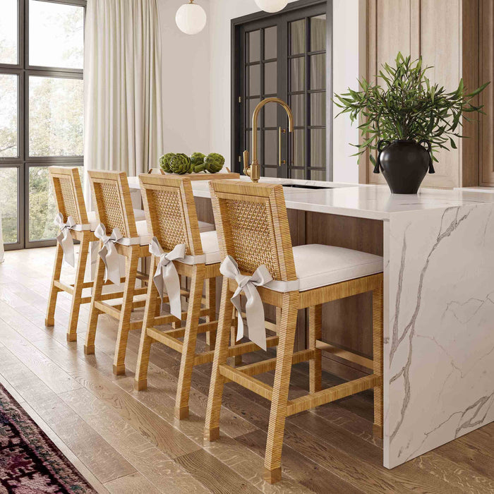 Arimo Rattan Performance Fabric Counter Stool