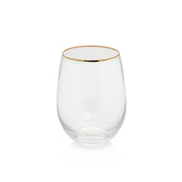 Optic Stemless All-Purpose Glass with Gold Rim - Set of 12