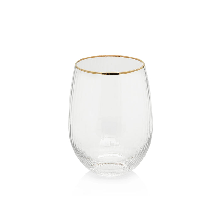 Optic Stemless All-Purpose Glass with Gold Rim - Set of 12