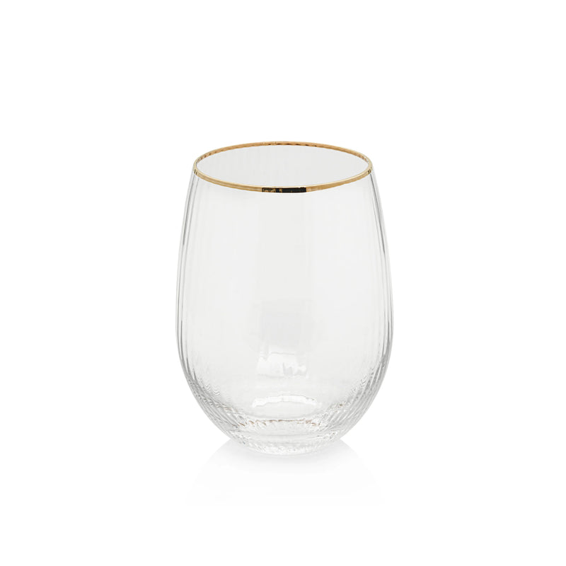 Optic Stemless All-Purpose Glass with Gold Rim - Set of 12