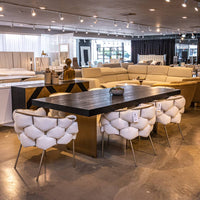 Camber Modern Off White & Gold Dining Chair