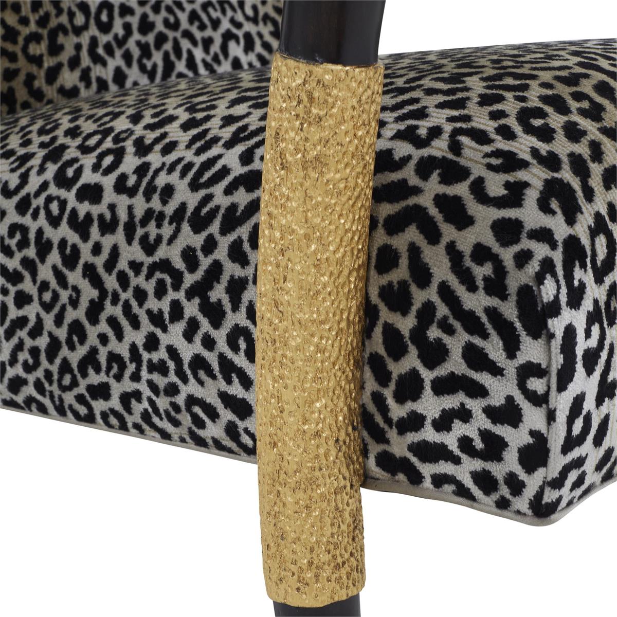 Fila Leopard Fabric & Brass Arm Chair