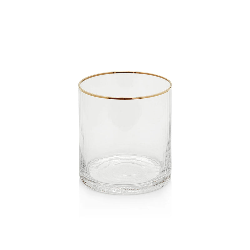 Optic Rocks Glass with Gold Rim - Set of 12