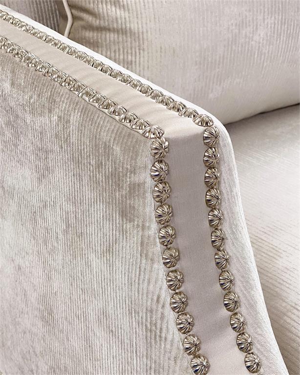 Baron Pale Grey Velvet Armchair with Burnished Silver Legs