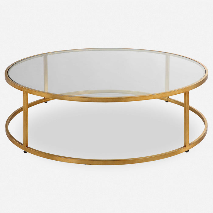 Mikel Gold and Glass Coffee Table