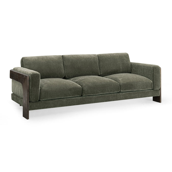 Eves 91" Olive Green Upcycled Contract-Grade Chenille Sofa