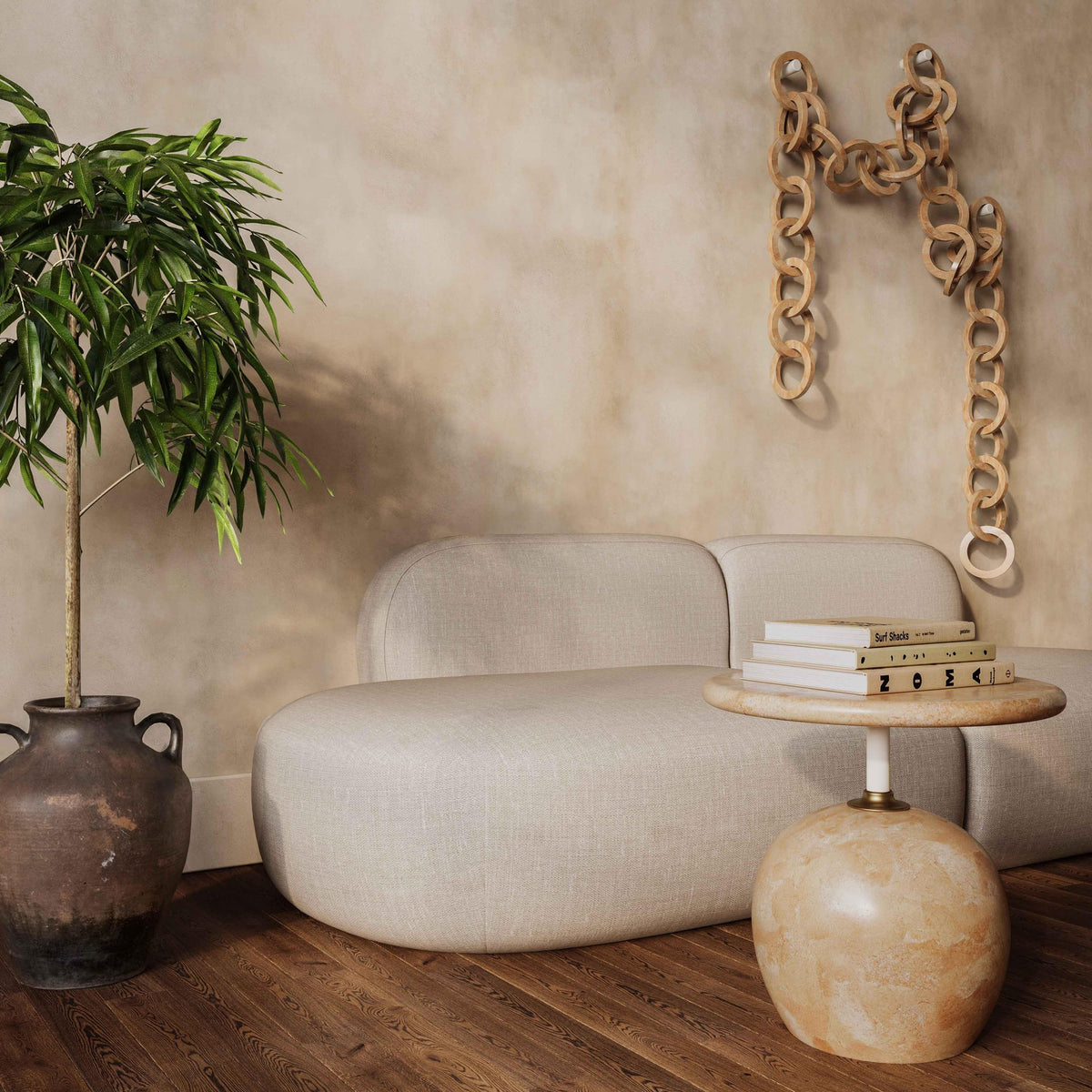 Sofie 94.4" Beige Linen Sofa
