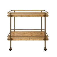 Georgiana Burl Wood & Brass Bar Cart