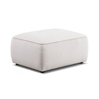 Travie White Sand Performance Corduroy Velvet Ottoman