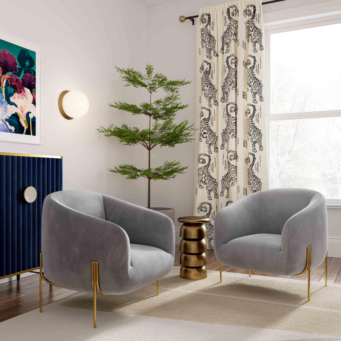 Katie Grey Velvet Accent Chair - Luxury Living Collection