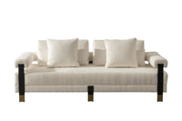 Opal Modern Off White Fabric 3 Seater Sofa