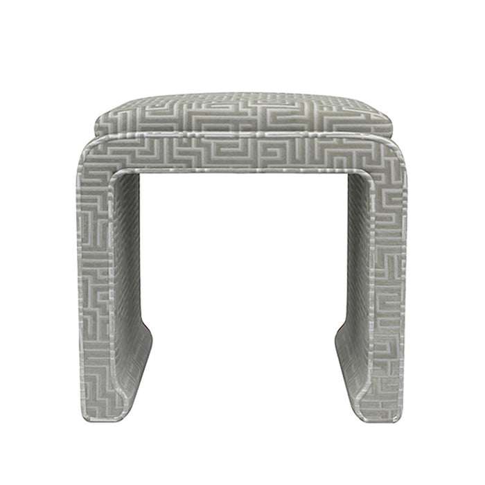 Malia Classic/Modern Meander Beige Custom Upholstered Ottoman