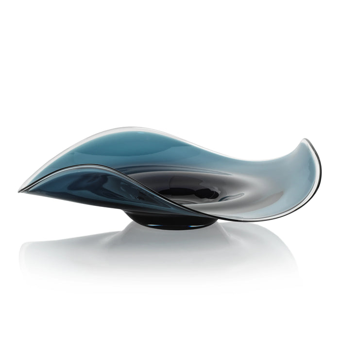 Ocean Waves Oversized Blue Glass Bowls - Set of 2 (2 Sizes Available)
