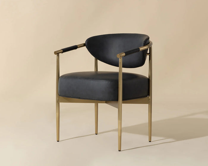 Heloise Gold & Black Faux Leather Dining Armchair