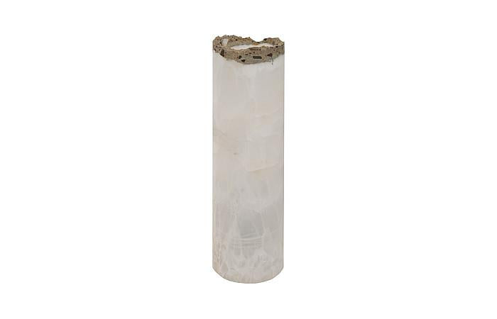 Onyx Rustic Edge White Cylindrical Lamp