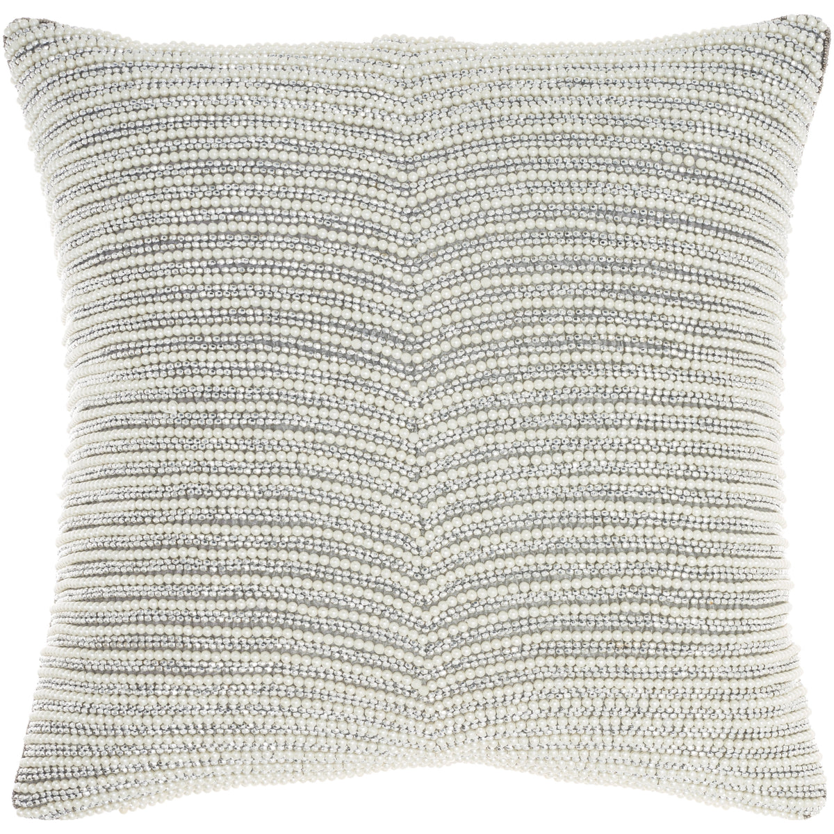 Effie Ivory Silver Bead & Pearl Throw Pillow (2 Sizes Available)