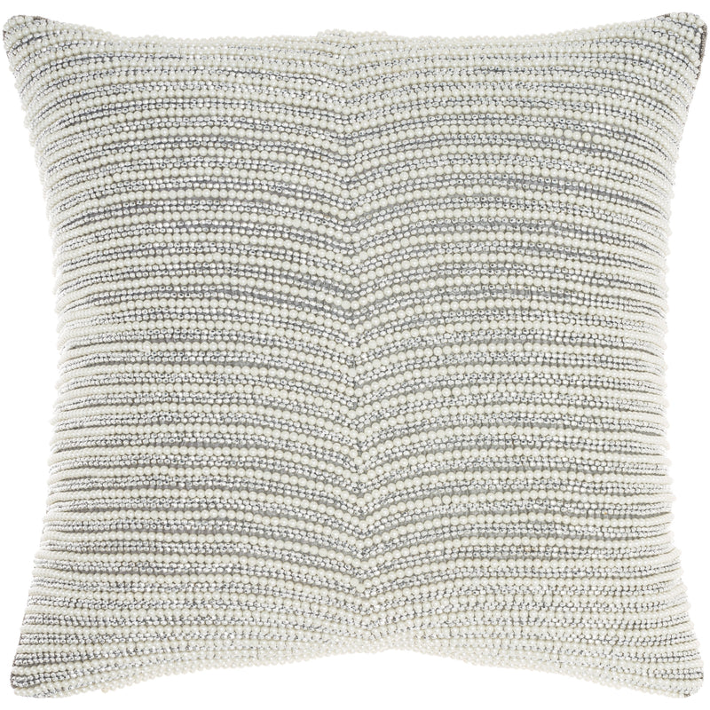 Effie Ivory Silver Bead & Pearl Throw Pillow (2 Sizes Available)