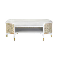 Dahlia Natural Woven Cane & White Bench