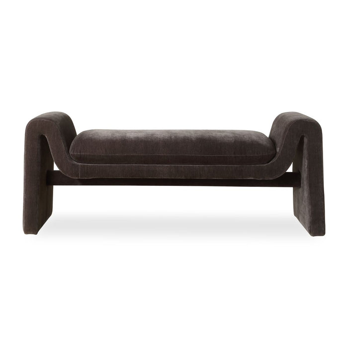 Elara Grey Velvet Bench