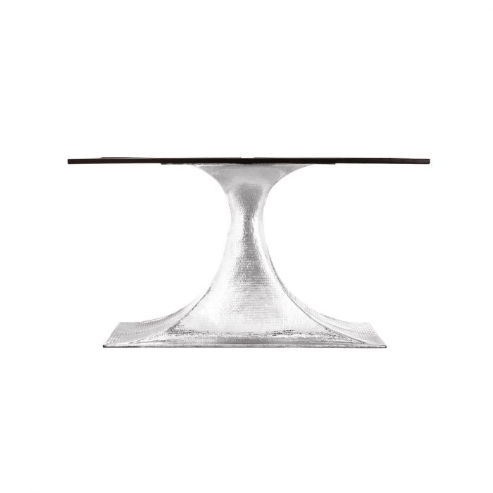 Ruthie 95" Carrara Oval Dining Table, Nickel With Marble Top