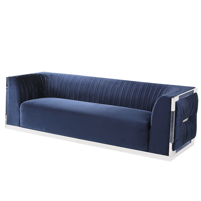 Simone 94" Blue Velvet Sofa